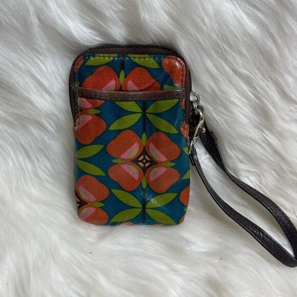 Fossil Key-Per small wristlet multi color floral prints top zipper - Picture 3 of 7